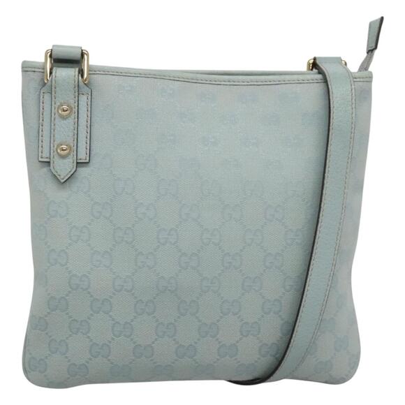 GUCCI GG Canvas Shoulder Bag Outlet Light Blue Gold - Picture 1 of 16